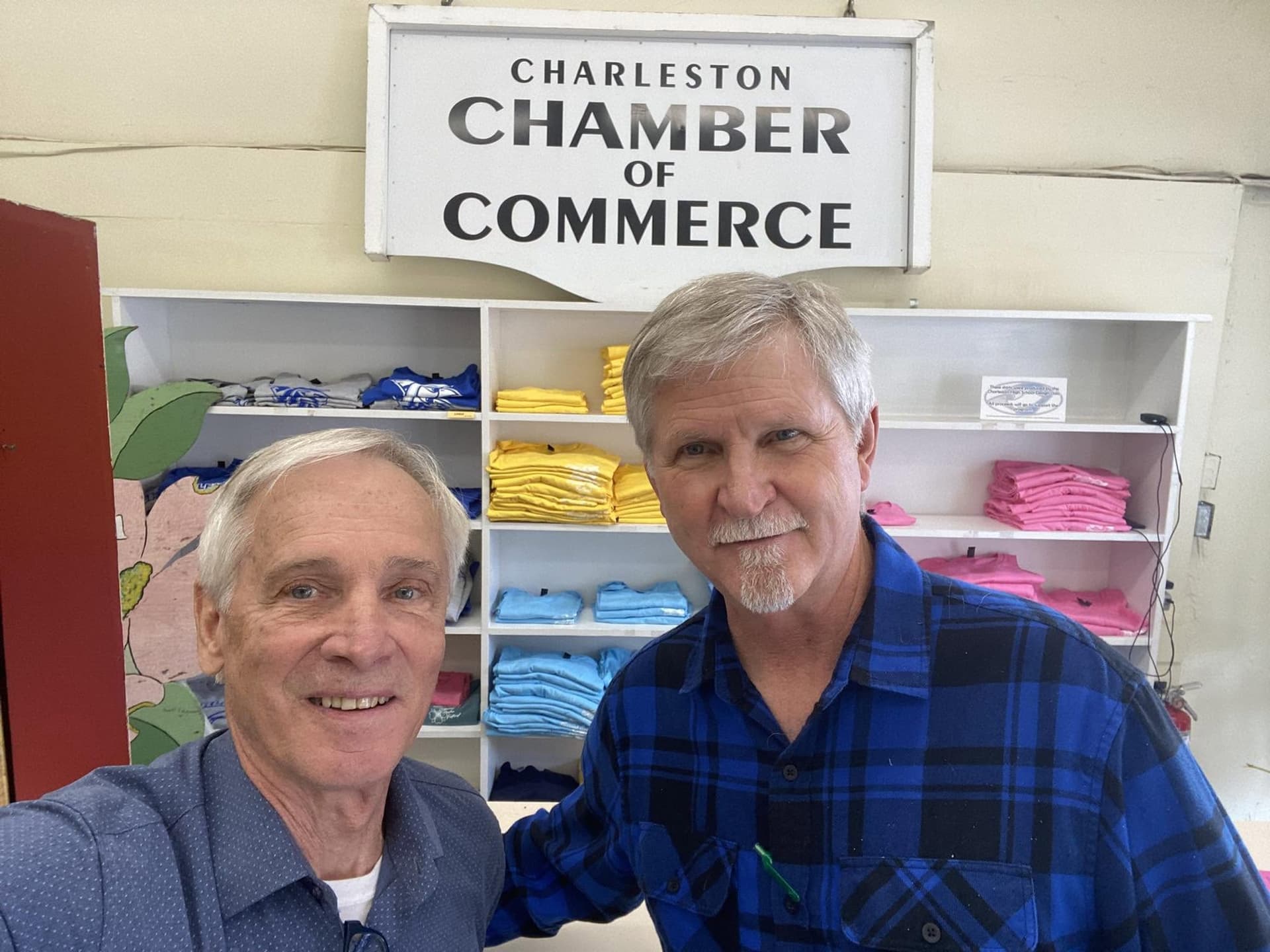 John Armbruster at the Charleston Chamber of Commerce with a local business member.